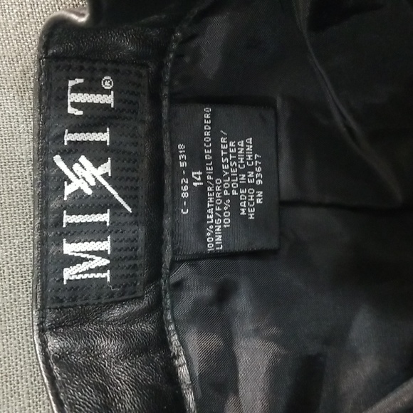 Black genuine leather womens pants size 14 flat front. Partially lined. Sharp - Picture 3 of 15